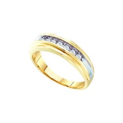 0.25 CTW Mens Natural Channel-Set Diamond Anniversary Band 10K Multi-Tone Gold