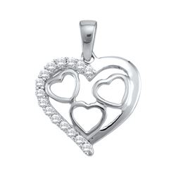 0.18 CTW Natural Diamond Heart Love Valentines Pendant 10K White Gold