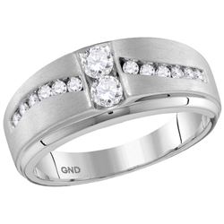 0.63 CTW Mens Natural Diamond Band Anniversary Ring 10K White Gold