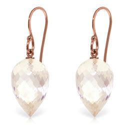 Genuine 24.5 ctw White Topaz Earrings Jewelry 14KT Rose Gold - REF-40M5T