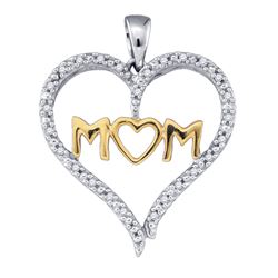 0.07 CTW Natural Diamond Mom Mother Heart Pendant 10K Multi-Tone Gold