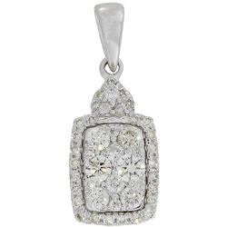 14K White Gold 0.8CTW Diamond Pendant - REF-92W7H