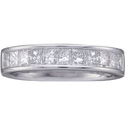 1 CTW Princess Natural Diamond Band 14K White Gold