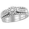 Image 1 : 0.25 CTW Natural Diamond Cluster 1/4 Cttw Three-piece Bridal Set 14K White Gold