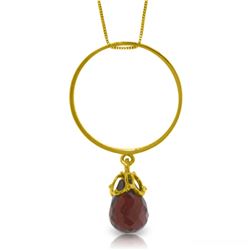 Genuine 3 ctw Garnet Necklace Jewelry 14KT Yellow Gold - REF-24W4Y