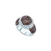 Image 1 : 2 CTW Cognac-brown Colored Diamond Cluster Large Cocktail Ring 10K White Gold