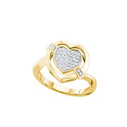 0.15 CTW Natural Diamond Heart Love Cluster Ring 10K Yellow Gold