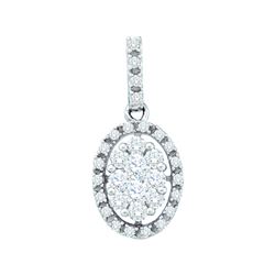 0.5 CTW Natural Diamond Oval Cluster Pendant 14K White Gold