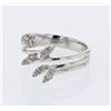 Image 1 : Triple-Split Bypass Diamond Leaf Ring in 14K White Gold - REF-38X8Y