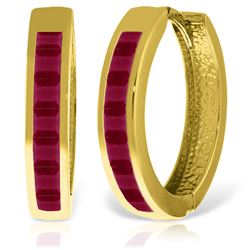 Genuine 1.85 ctw Ruby Earrings Jewelry 14KT Yellow Gold - REF-64A6K