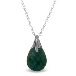 Genuine 4 ctw Created Green Sapphire Necklace Jewelry 14KT White Gold - REF-16W8Y