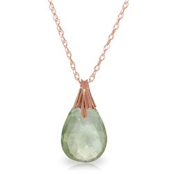 Genuine 3 ctw Green Amethyst Necklace Jewelry 14KT Rose Gold - REF-15R2P