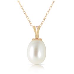 Genuine 4 ctw Pearl Necklace Jewelry 14KT Yellow Gold - REF-12H5X