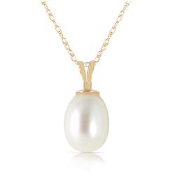 Genuine 4 ctw Pearl Necklace Jewelry 14KT Yellow Gold - REF-12H5X