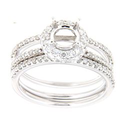 14K White Gold 0.85CTW Diamond Wedding Ring Set - REF-111X3Y