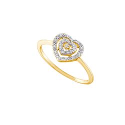 0.04 CTW Natural Diamond Heart Love Ring 10K Yellow Gold