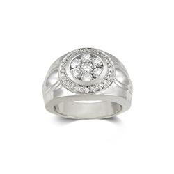 14K White Gold 1.5CTW Diamond Gent's Ring - REF-297H5W