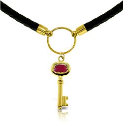 Genuine 0.50 ctw Ruby Necklace Jewelry 14KT Yellow Gold - REF-68V4W