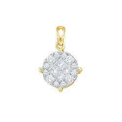 0.5 CTW Princess Natural Diamond Soliel Cluster Pendant 14K Yellow Gold
