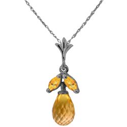 Genuine 1.70 ctw Citrine Necklace Jewelry 14KT White Gold - REF-16T3A