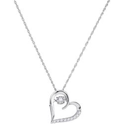 0.14 CTW Moving Twinkle Natural Diamond Heart Love Pendant 10K White Gold