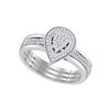 Image 1 : 0.2 CTW Natural Diamond Teardrop Cluster Bridal Engagement Ring 10K White Gold