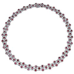 14KWhiteGold 24.92CTW Ruby & Diamond Necklace - REF-1175K8R