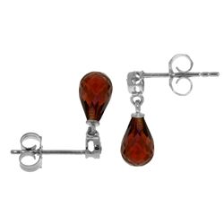 Genuine 2.73 ctw Garnet & Diamond Earrings Jewelry 14KT White Gold - REF-19T7A