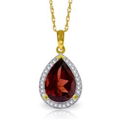 Genuine 4.06 ctw Garnet & Diamond Necklace Jewelry 14KT Yellow Gold - REF-70R2P