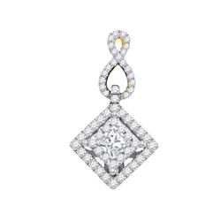 0.76 CTW Princess Natural Diamond Square Pendant 14K Yellow Gold