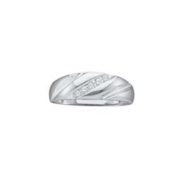 0.1 CTW Channel-set Natural Diamond Mens Anniversary Band 10K White Gold