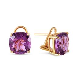 Genuine 7.2 ctw Amethyst Earrings Jewelry 14KT Yellow Gold - REF-46R5P