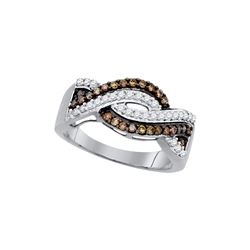 0.5 CTW Cognac-brown Colored Diamond Crossover Band 10K White Gold