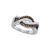 Image 1 : 0.5 CTW Cognac-brown Colored Diamond Crossover Band 10K White Gold