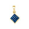 Image 1 : 0.05 CTW Blue Colored Diamond Square Pendant 10K Yellow Gold