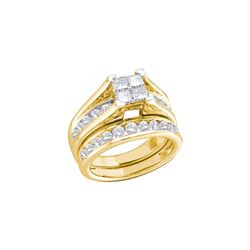 0.5 CTW Natural Princess Invisible-set Diamond Bridal Engagement Ring 10K Yellow Gold