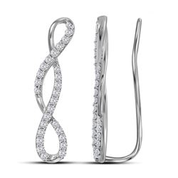 0.46 CTW Natural Diamond Infinity Climber Earrings 10K White Gold