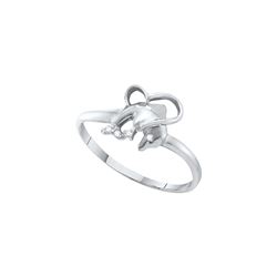 0.02 CTW Natural Diamond-accent Dolphin Heart Slender Ring 10K White Gold