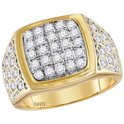 1.75 CTW Mens Natural Diamond Square Cluster Ring 14K Yellow Gold