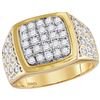 Image 1 : 1.75 CTW Mens Natural Diamond Square Cluster Ring 14K Yellow Gold