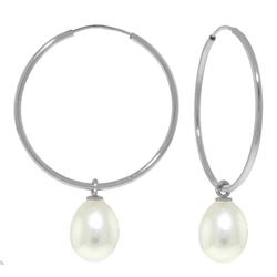 Genuine 8 ctw Pearl Earrings Jewelry 14KT White Gold - REF-23K2V