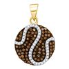 Image 1 : 0.45 CTW Cognac-brown Colored Diamond Circle Cluster Pendant 10K Yellow Gold