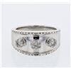 Image 1 : 3 Flower Diamond Ring w/ Engraving in 14K White Gold - REF-60Y2X