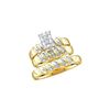 Image 1 : 0.1 CTW His & Hers Natural Diamond Cluster Matching Bridal Ring 14K Yellow Gold