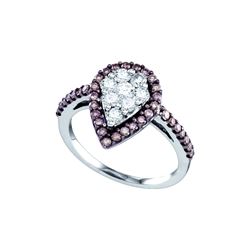 0.99 CTW Cognac-brown Colored Diamond Teardrop Cluster Ring 10K White Gold