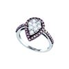 Image 1 : 0.99 CTW Cognac-brown Colored Diamond Teardrop Cluster Ring 10K White Gold