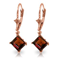 Genuine 3.2 ctw Garnet Earrings Jewelry 14KT Rose Gold - REF-30H2X