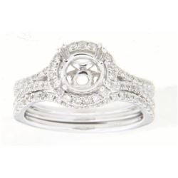 14K White Gold 0.68CTW Diamond Wedding Ring Set - REF-90W5H