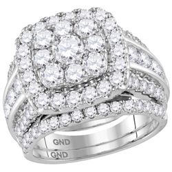 4.01 CTW Natural Diamond Halo Bridal Engagement Ring 14K White Gold