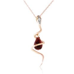 Genuine 2.28 ctw Garnet & Diamond Necklace Jewelry 14KT Yellow Gold - REF-49P3H